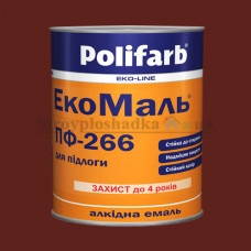 Краска алкидная для пола Polifarb ЭкоМаль ПФ-266, красно-коричневая, 2.7 л