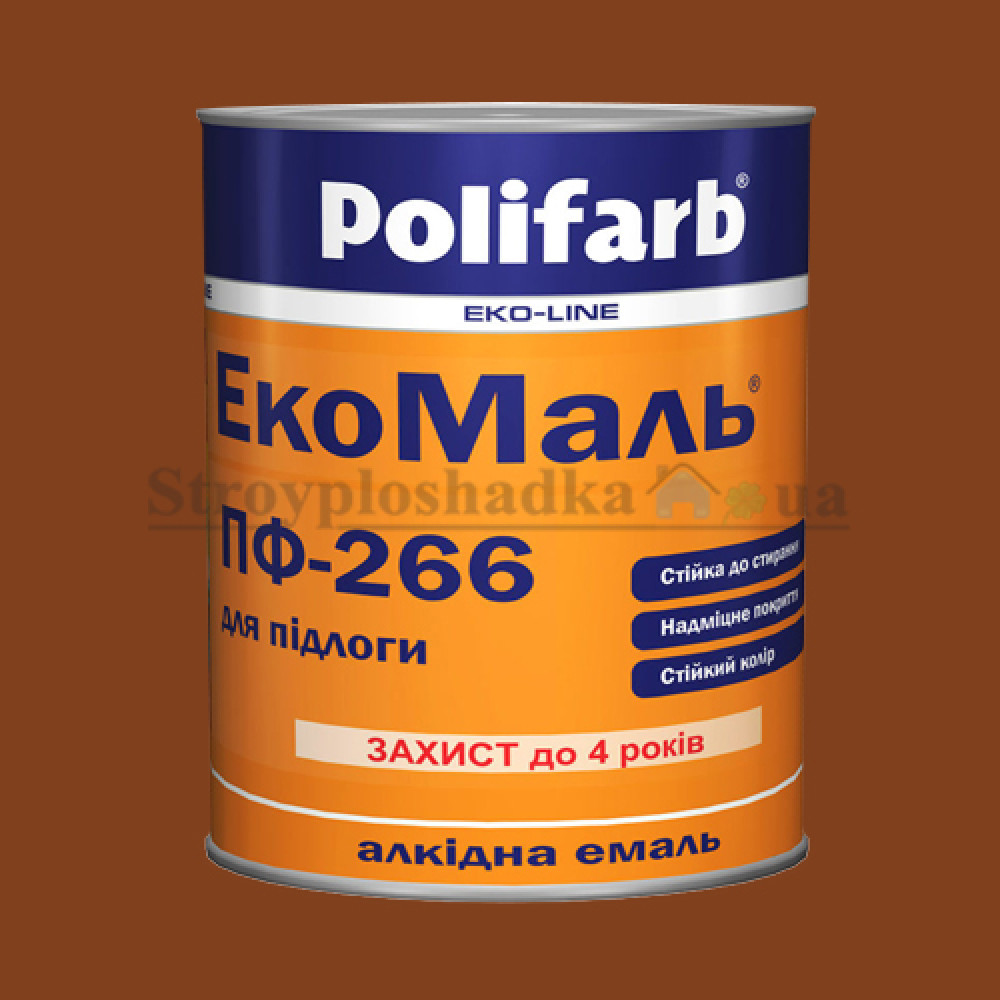 Polifarb ЕкоМаль ПФ-266, фарба алкідна для підлоги, жовто-коричнева, 0.9 л