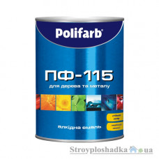Емаль алкідна для дерева і металу Polifarb ПФ-115, біла, 2.7 кг