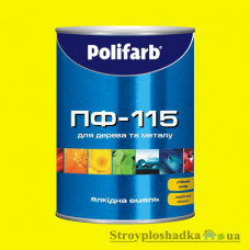 Алкидная эмаль для дерева и металла Polifarb ПФ-115, желтая, 0.9 кг