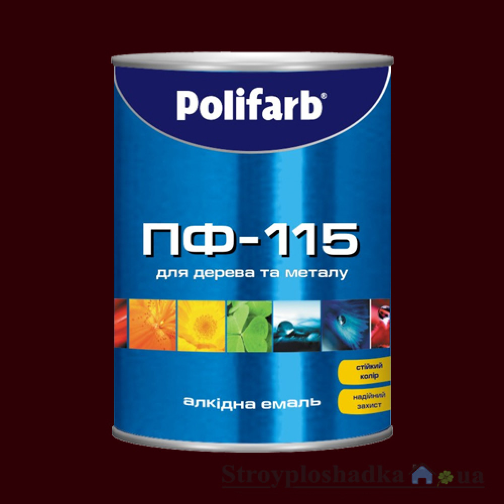 Алкідна емаль для дерева і металу Polifarb ПФ-115, коричнево-шоколадна, 2.7 кг