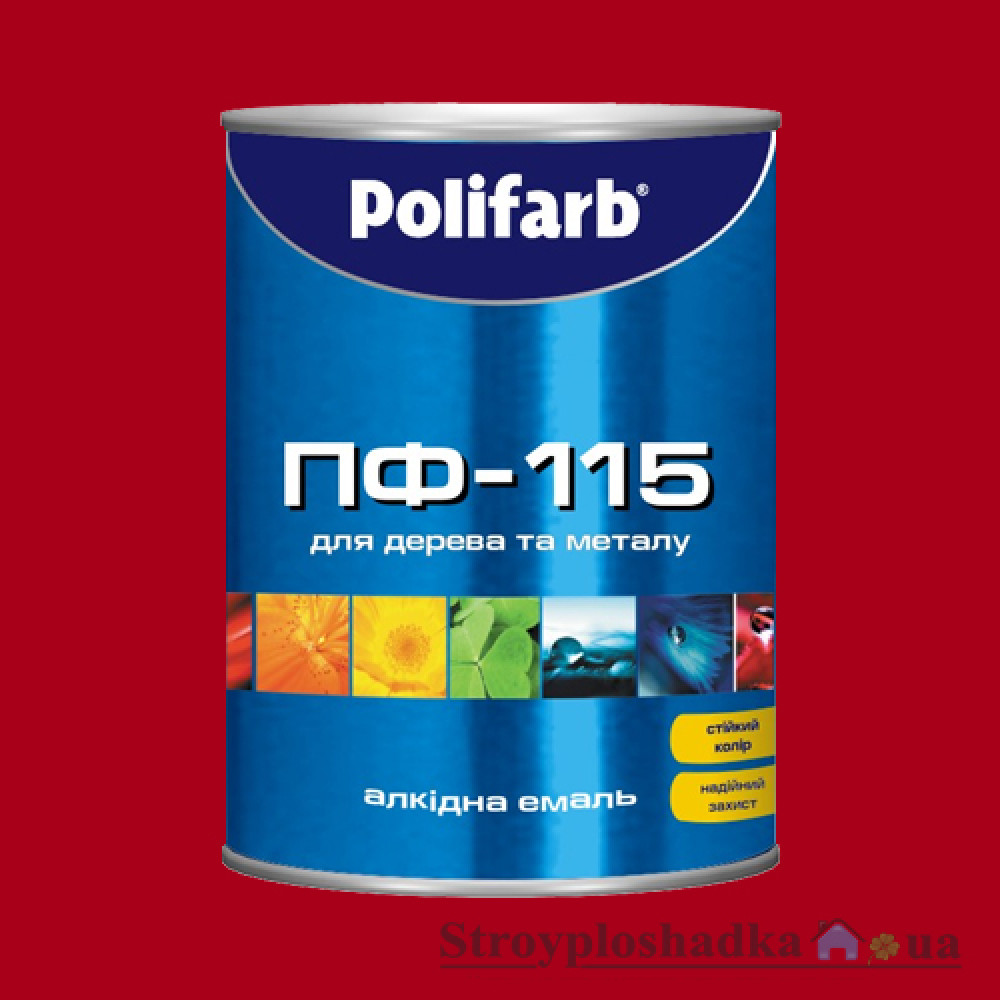 Алкидная эмаль для дерева и металла Polifarb ПФ-115, красная, 2.7 кг