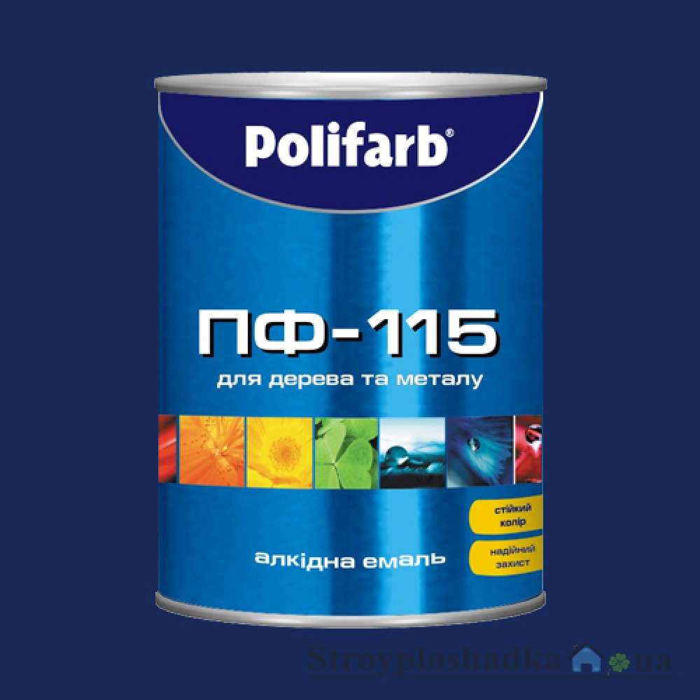 Алкідна емаль для дерева і металу Polifarb ПФ-115, синя, 2.7 кг
