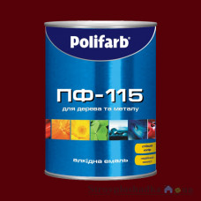 Емаль алкідна для дерева і металу Polifarb ПФ-115, вишнева, 0.9 кг
