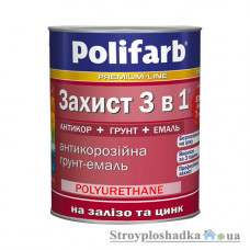 Грунт-емаль Polifarb Захист 3 в 1, білий, 0.9 кг