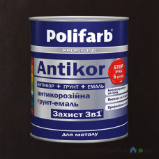 Грунт эмаль по ржавчине Polifarb Защита 3 в 1 Antikor, коричнево-шоколадный, 2.7 кг