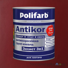 Эмаль-грунт по ржавчине Polifarb Защита 3 в 1 Antikor, вишневый, 22 кг