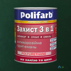 Грунт емаль по іржі Polifarb Захист 3 в 1, морська зелень RAL 6005, 2.7 кг