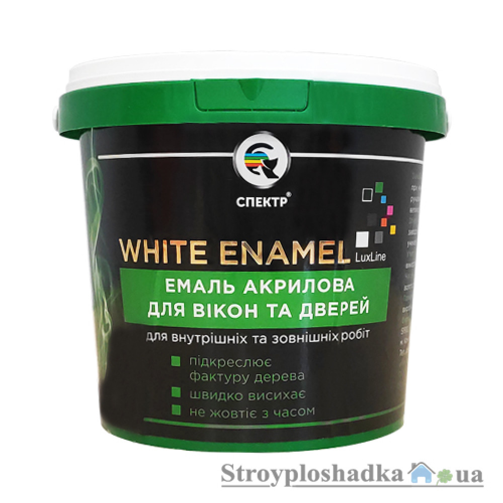 Акриловая эмаль для окон и дверей Спектр LuxLine White Enamel, 0.85 кг