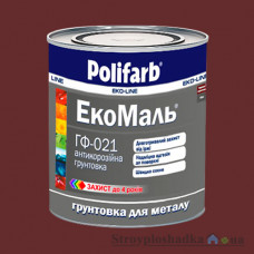 Грунтовка для металла (антикоррозийная) Polifarb Экомаль ГФ-021, красно-коричневая, 0.9 кг