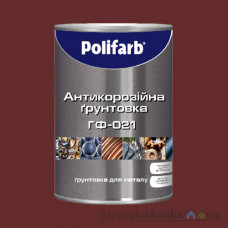 Грунтовка для металла (антикоррозийная) Polifarb ГФ-021, красно-коричневая, 0.9 кг