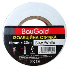 Изолента ПВХ BauGold Profi, белая, 15 мм, 20 м