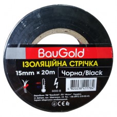 Ізострічка ПВХ BauGold Profi, чорна, 15 мм, 20 м