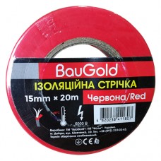 Ізострічка ПВХ BauGold Profi, червона, 15 мм, 20 м