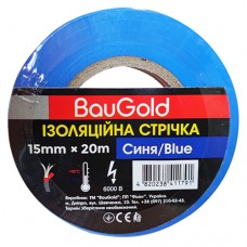 Ізострічка ПВХ BauGold Profi, синя, 15 мм, 20 м
