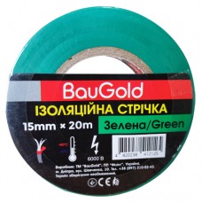 Изолента ПВХ BauGold Profi, зеленая, 15 мм, 20 м