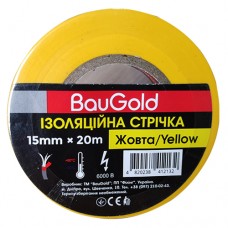 Ізострічка ПВХ BauGold Profi, жовта, 15 мм, 20 м