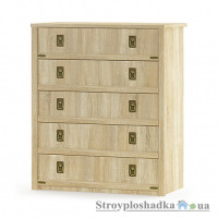 Комод Меблі Сервіс Валенсія 5Ш, 91х44.5х106.7 см, ламіноване ДСП 16 мм, дуб самоа, лінійний, роликові напрямні