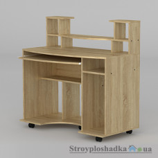 Комп′ютерний стіл Компаніт Комфорт-1, 110х60х76.6+61.6 см, ламіноване ДСП, прямокутний, з надбудовою, дуб санома