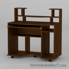 Комп′ютерний стіл Компаніт Комфорт-1, 110х60х76.6+61.6 см, ламіноване ДСП, прямокутний, з надбудовою, горіх Екко
