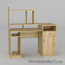 Комп′ютерний стіл Компаніт Комфорт-2, 128.6х70х75.6+63 см, ламіноване ДСП, прямокутний, з надбудовою, дуб санома