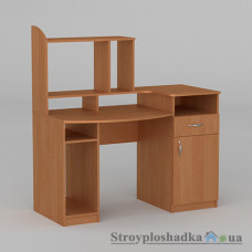 Комп′ютерний стіл Компаніт Комфорт-2, 128.6х70х75.6+63 см, ламіноване ДСП, прямокутний, з надбудовою, вільха