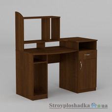 Комп′ютерний стіл Компаніт Комфорт-2, 128.6х70х75.6+63 см, ламіноване ДСП, прямокутний, з надбудовою, горіх Екко