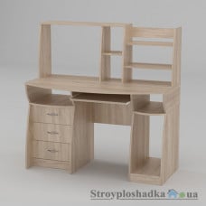 Комп′ютерний стіл Компаніт Комфорт-3, 131х70х80.9+51.6 см, ламіноване ДСП, прямокутний, з надбудовою, дуб санома