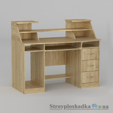 Комп′ютерний стіл Компаніт Комфорт-5, 126.8х65х75.6+28.2 см, ламіноване ДСП, прямокутний, з надбудовою, дуб санома