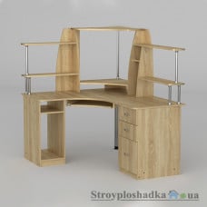 Комп′ютерний стіл Компаніт СУ-11, 150х125х73.6+72.4 см, ламіноване ДСП, прямокутний, з надбудовою, дуб санома