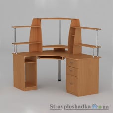Комп′ютерний стіл Компаніт СУ-11, 150х125х73.6+72.4 см, ламіноване ДСП, прямокутний, з надбудовою, вільха