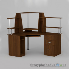 Комп′ютерний стіл Компаніт СУ-11, 150х125х73.6+72.4 см, ламіноване ДСП, прямокутний, з надбудовою, горіх Екко