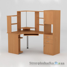 Комп′ютерний стіл Компаніт СУ-12, 160х110х73.6+82 см, ламіноване ДСП, прямокутний, з надбудовою, бук