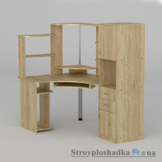 Комп′ютерний стіл Компаніт СУ-12, 160х110х73.6+82 см, ламіноване ДСП, прямокутний, з надбудовою, дуб санома