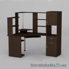 Комп′ютерний стіл Компаніт СУ-12, 160х110х73.6+82 см, ламіноване ДСП, прямокутний, з надбудовою, венге