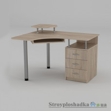 Комп′ютерний стіл Компаніт СУ-2, 120х100х73.6 см, ламіноване ДСП, угловий, з надбудовою, дуб санома