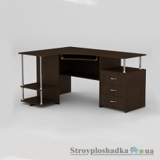 Комп′ютерний стіл Компаніт СУ-4, 150х110х76.6+11.6 см, ламіноване ДСП, прямокутний, з надбудовою, венге