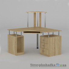 Комп′ютерний стіл Компаніт СУ-6, 120х120х73.6 см, ламіноване ДСП, угловий, з надбудовою, дуб санома