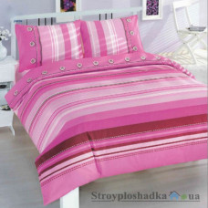 Комплект постільної білизни Altinbasak 160х220 см, Elisa (1 підковдра, 1 простирадло, 2 наволочки), бавовна, малюнок-смужки, рожевий