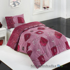 Комплект постельного белья Altinbasak 160х220 см, Jeans (1 пододеяльник, 1 простынь, 2 наволочки), хлопок, рисунок-джинс, розовый