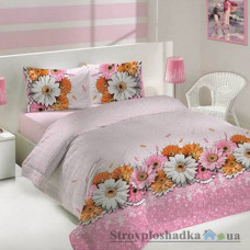 Комплект постільної білизни Altinbasak 160х220 см, Romantik (1 підковдра, 1 простирадло, 2 наволочки), бавовна, малюнок-квіти, рожевий