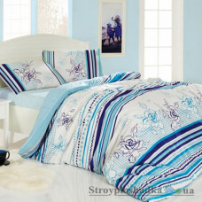 Комплект постельного белья Altinbasak Элегант 160х220 см, Line Flower (1 пододеяльник, 1 простынь, 2 наволочки), хлопок, рисунок-цветы, голубой