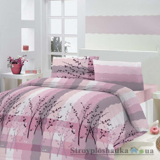 Комплект постельного белья Altinbasak Семейное 160х220 см, Anabella (2 пододеяльника, 1 простынь, 2 наволочки), бязь, рисунок-природа, розовое