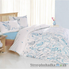 Комплект постельного белья Altinbasak 160х220 см, Ceylin (пододеяльник, простынь, 2 наволочки), хлопок, рисунок-цветы, голубой