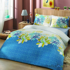 Комплект постельного белья Altinbasak Семейное 160х220 см, Destina (2 пододеяльника, 1 простынь, 2 наволочки), хлопок, рисунок-цветы, голубой