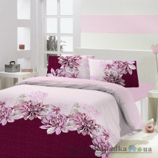 Комплект постельного белья Altinbasak Семейное 160х220 см, Destina (2 пододеяльника, 1 простынь, 2 наволочки), хлопок, рисунок-цветы, малиновый