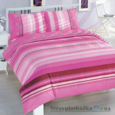 Комплект постільної білизни Altinbasak 160х220 см, Elisa (підковдра, простирадло, 2 наволочки), бавовна, малюнок-смуги, рожевий