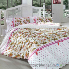 Комплект постельного белья Altinbasak Семейное 160х220 см, Fulya (2 пододеяльника, 1 простынь, 2 наволочки), хлопок, рисунок-цветы, розовый