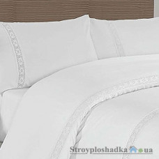 Комплект постельного белья Altinbasak Сатин с гипюром 200х220 см, Lace (пододеяльник, простынь, 2 наволочки), хлопок, рисунок-орнамент, белый