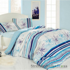 Комплект постельного белья Altinbasak Элегант 200х220 см, Line Flower (пододеяльник, простынь, 2 наволочки), хлопок, рисунок-цветы, голубой